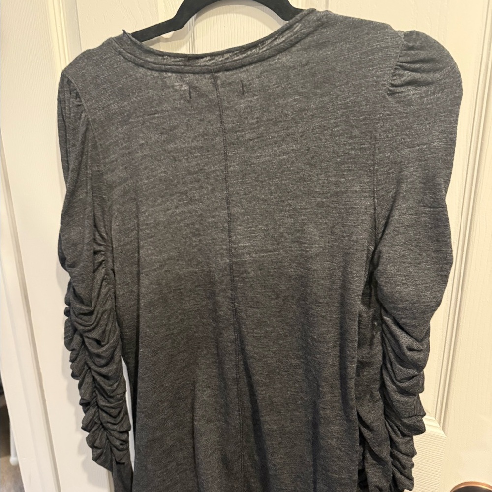 We The Free Dark Gray Ruched Long Sleeve Top - Picture 2 of 3